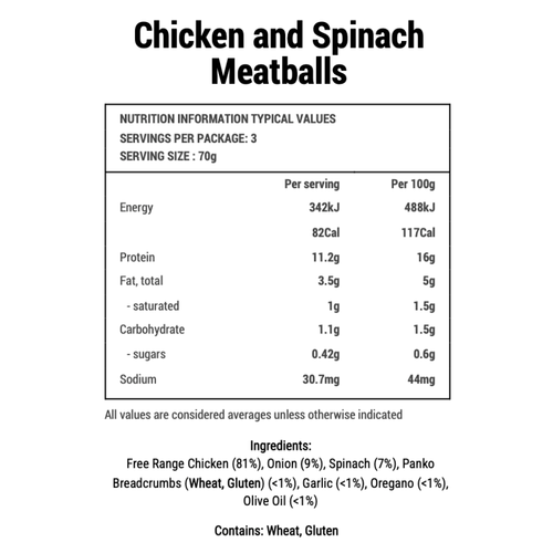 Organic Chicken & Spinach Meatballs BLW (9-Pack)