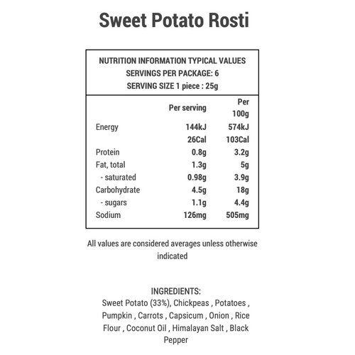 Organic Sweet Potato Rostis