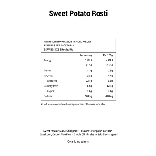 Retail Organic Sweet Potato Rostis